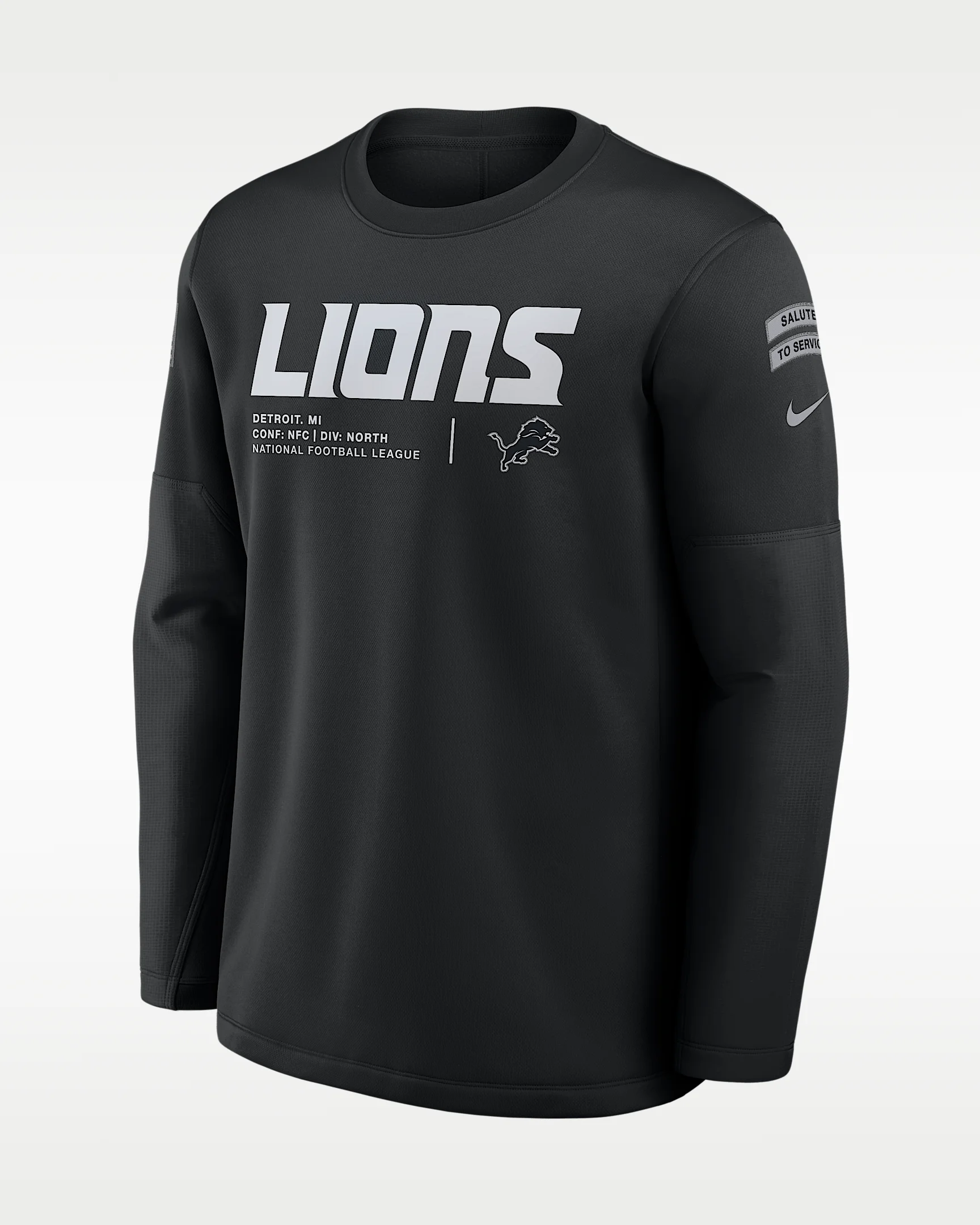 Detroit Lions Salute to Service Sideline Coaches Men's Nike NFL Pullover Crew - 1