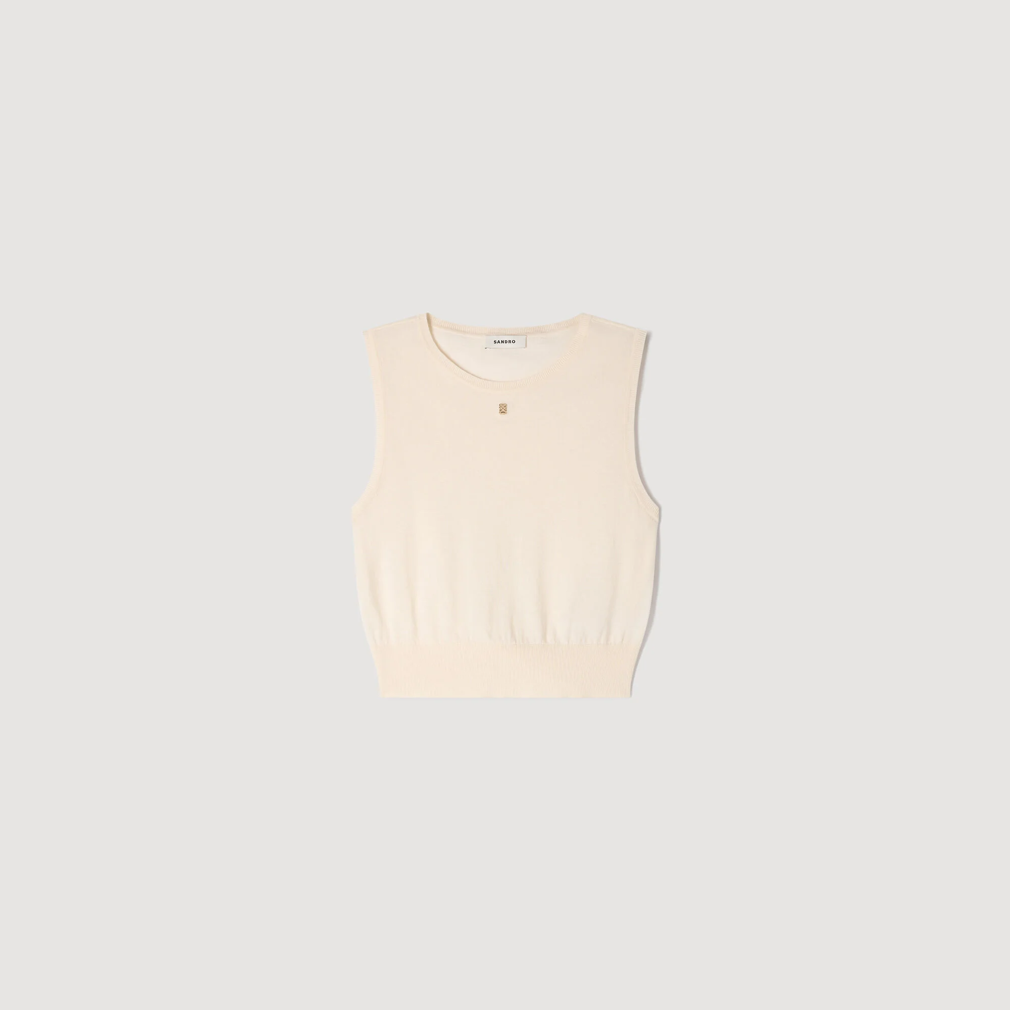 SLEEVELESS SHORT KNIT SWEATER - 1