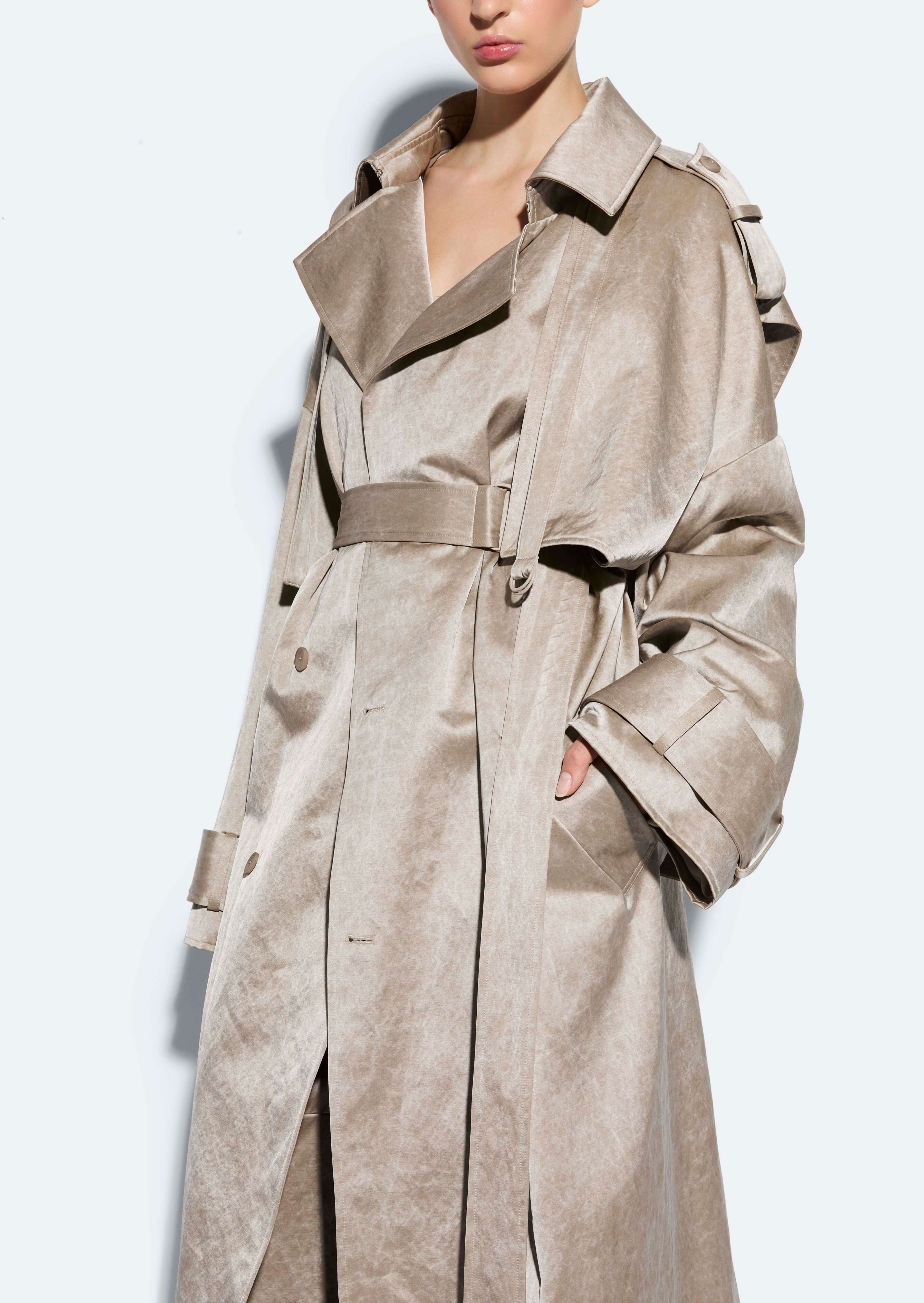 Washed Cotton Double Breasted Trench - 4