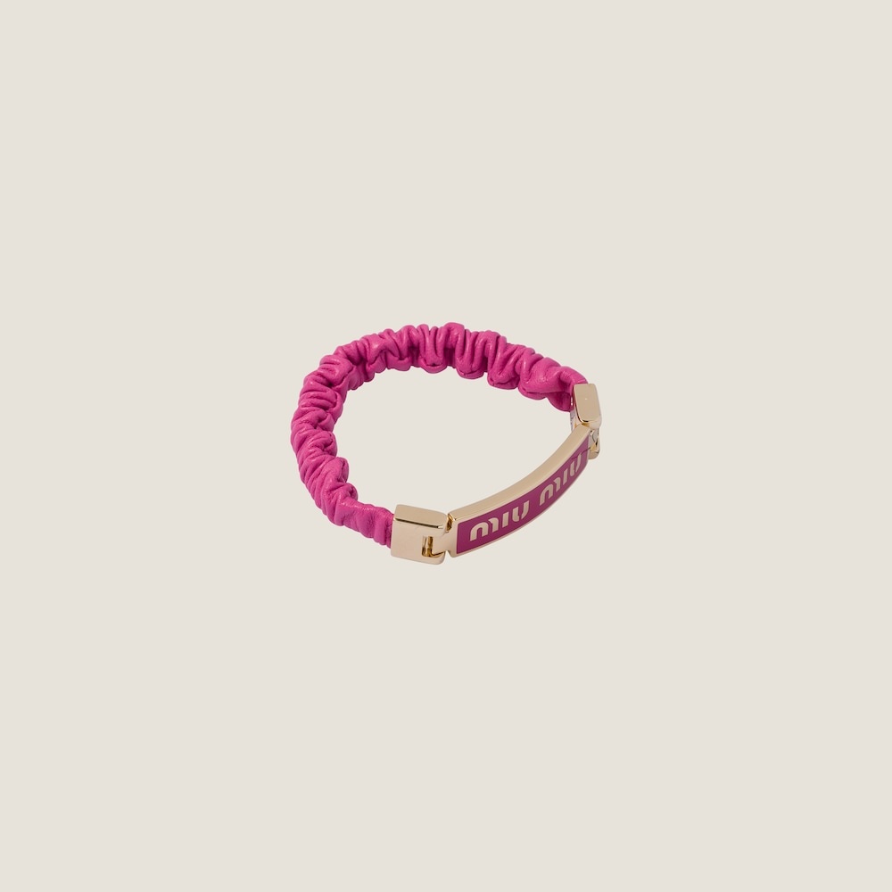 Nappa leather and metal bracelet with logo - 2