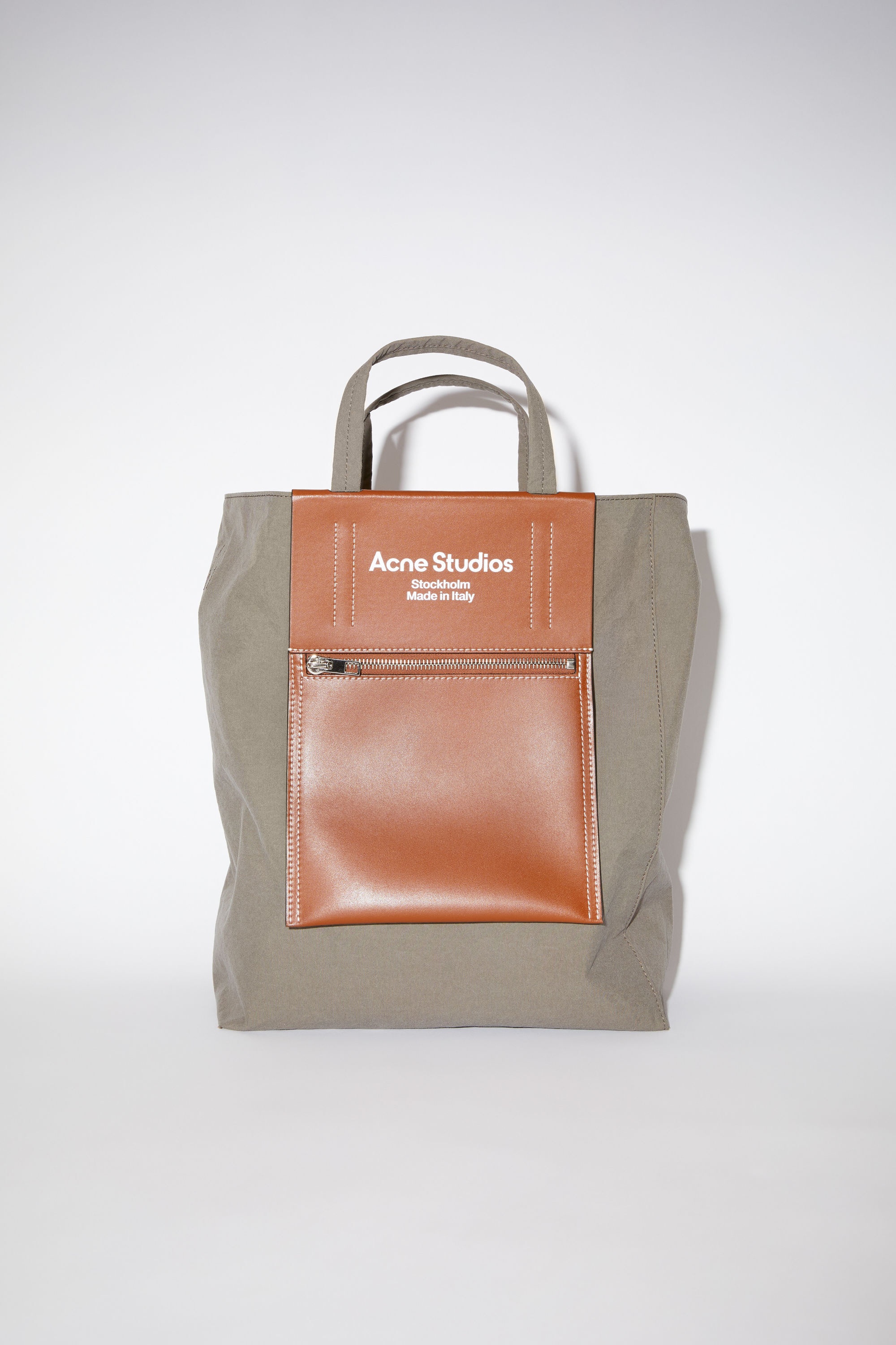 Papery nylon tote bag - Dark brown/dark brown - 1