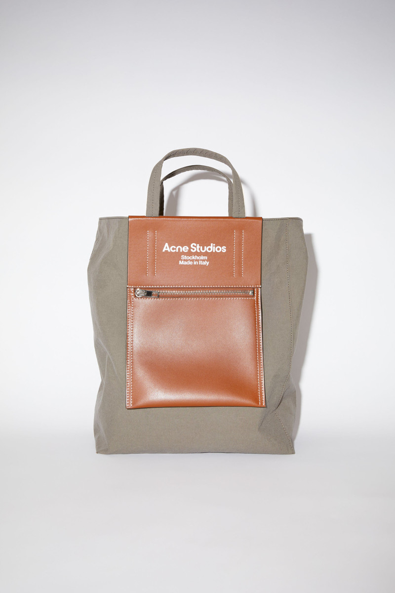 Papery nylon tote bag - Dark brown/dark brown 1