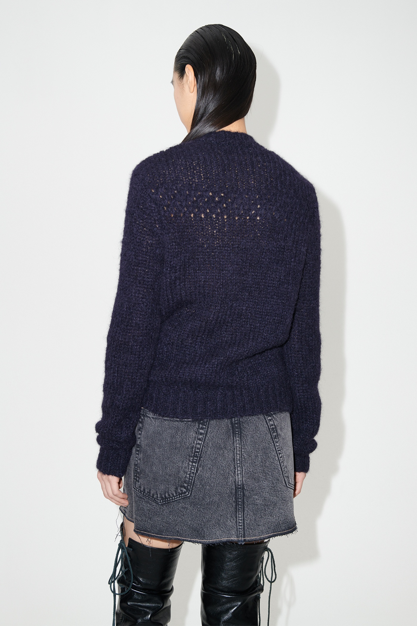 Oma Cardigan Navy Fuzzy Mohpaca - 4