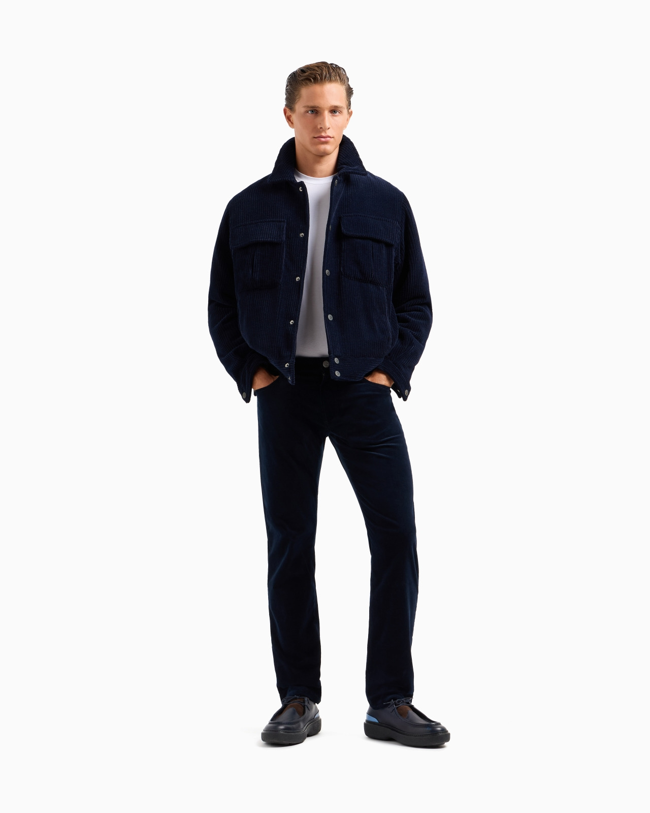 REGULAR-FIT, FIVE-POCKET TROUSERS IN COTTON AND CASHMERE - 2
