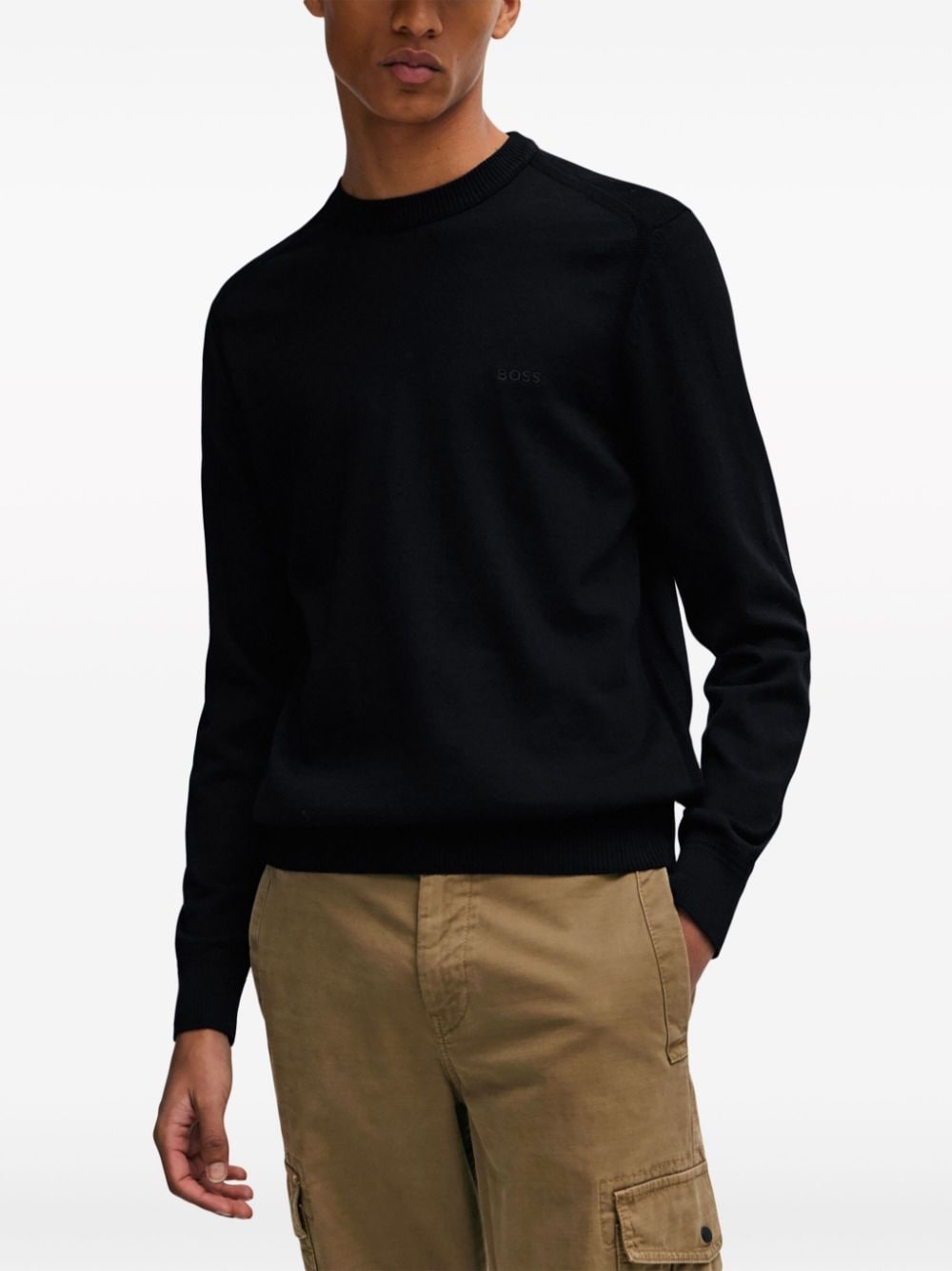 logo-embroidered ribbed jumper - 3
