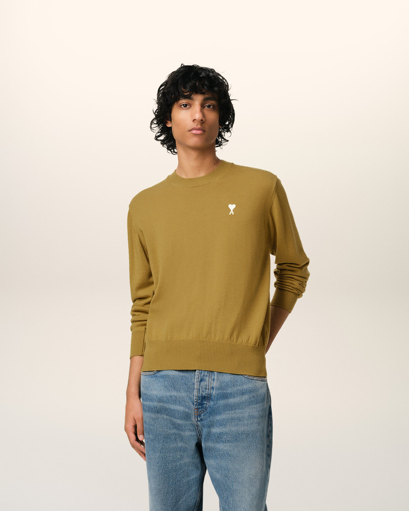 AMI Paris MUSTARD WOOL AMI DE COEUR CREW NECK SWEATER outlook