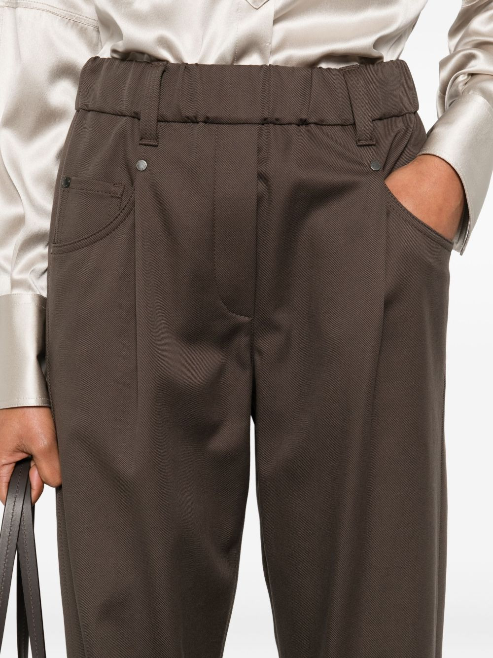 pleated-front five-pocket trousers - 5