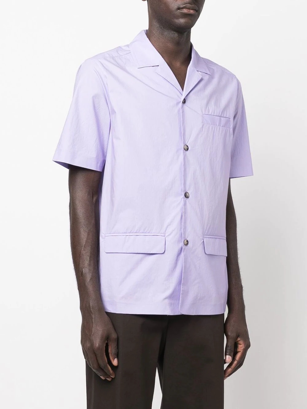 notched-collar cotton shirt - 3