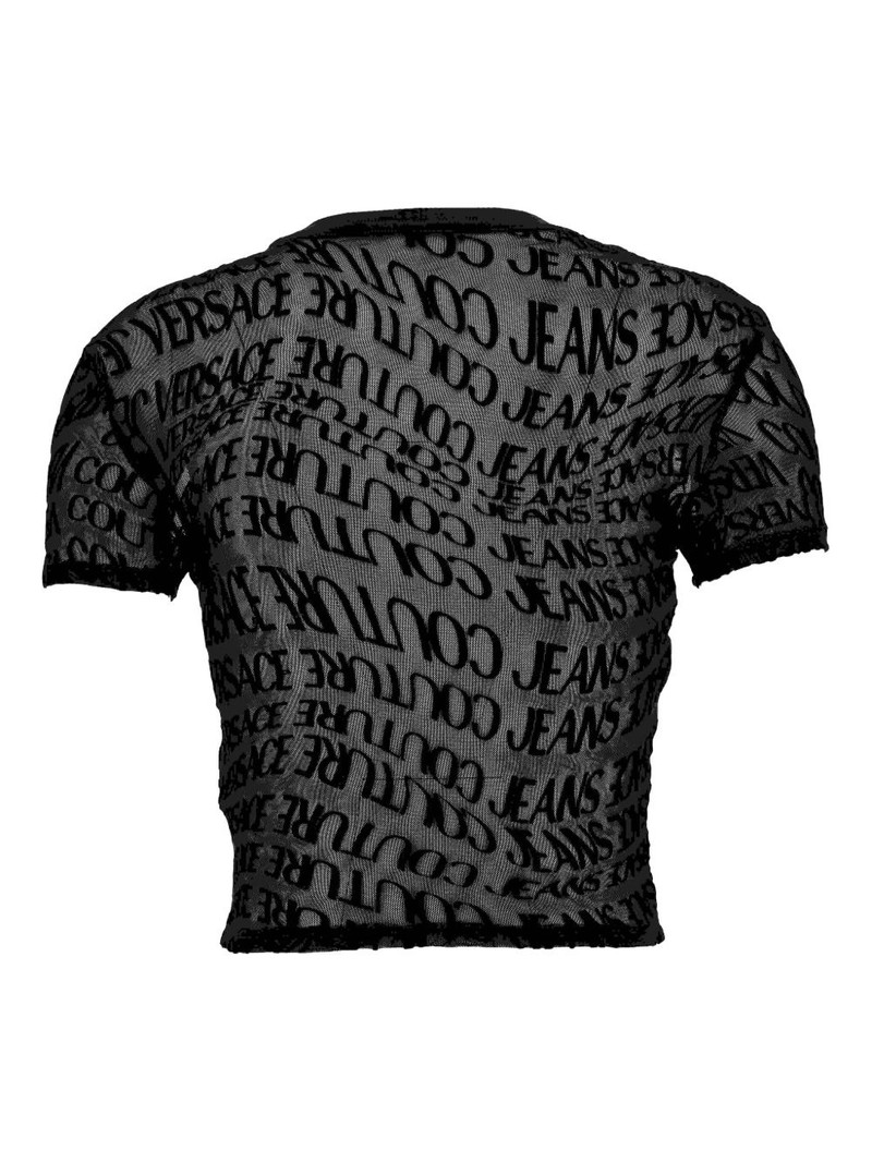 VERSACE JEANS COUTURE logo-print mesh top outlook