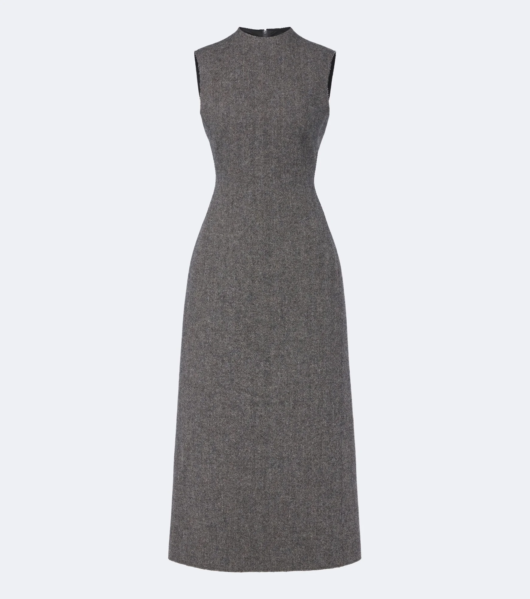 Herringbone virgin wool midi dress - 1