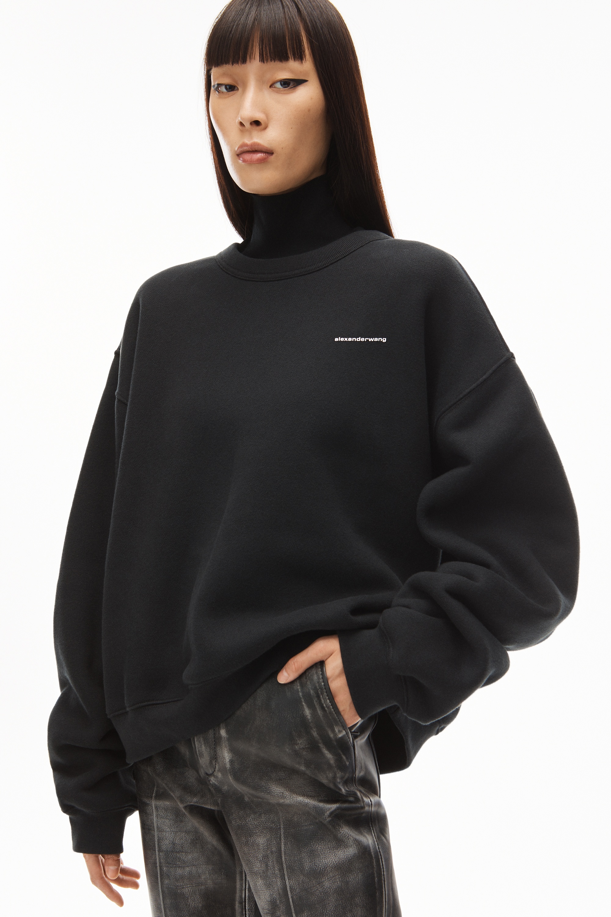 CREWNECK PULLOVER IN DENSE FLEECE - 5