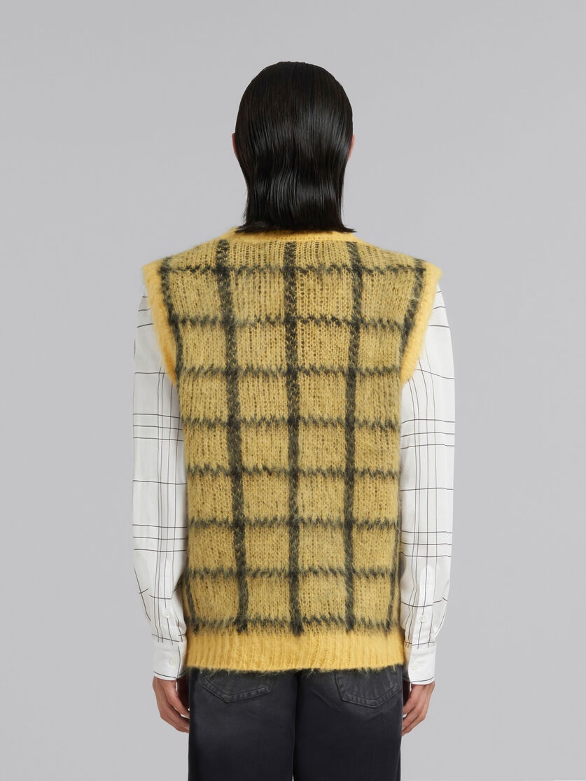 YELLOW CHECKED MOHAIR SLEEVELESS JUMPER - 3