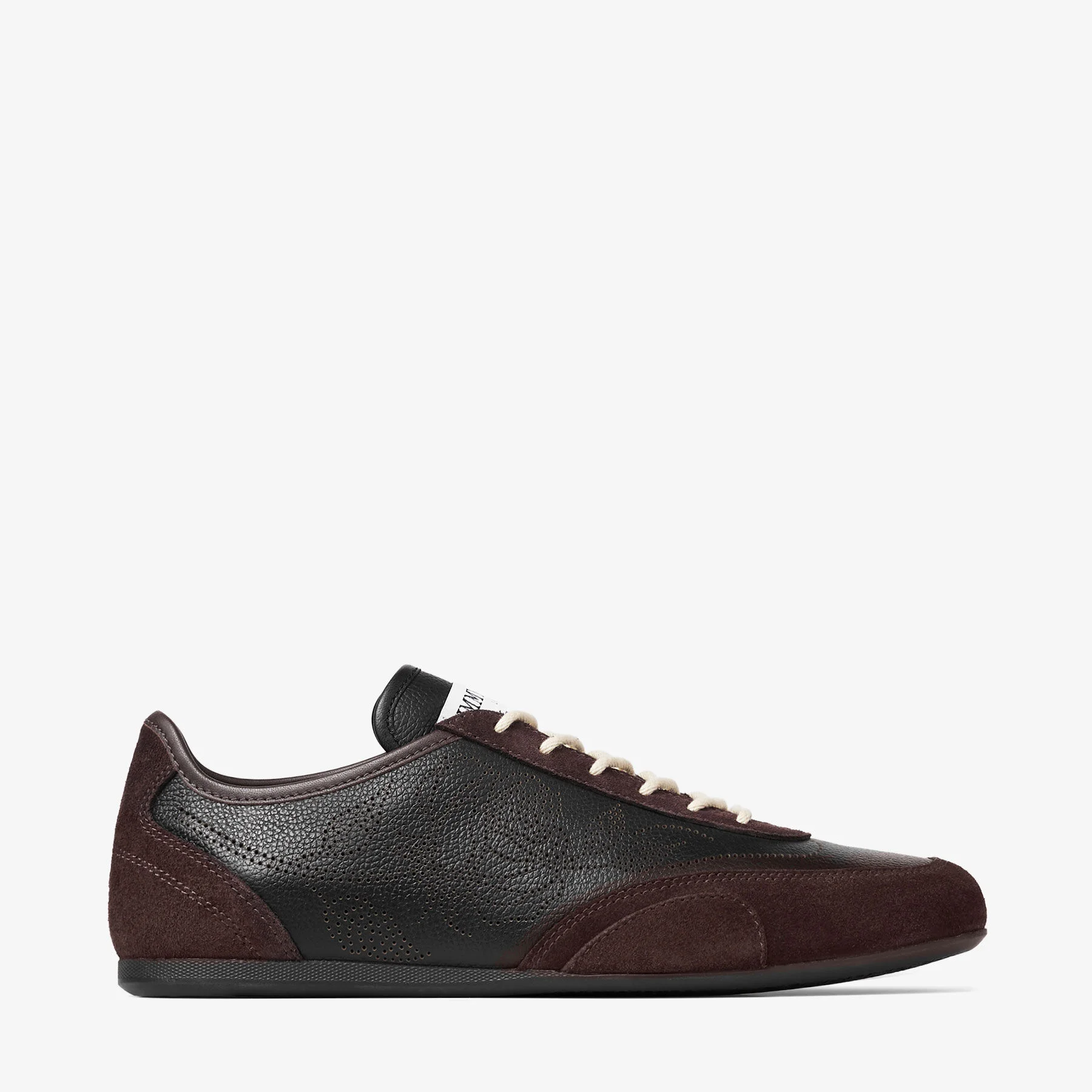 Sunny F Black and Chocolate Leather Mix and Perforated Leather Low Top Trainers - 1
