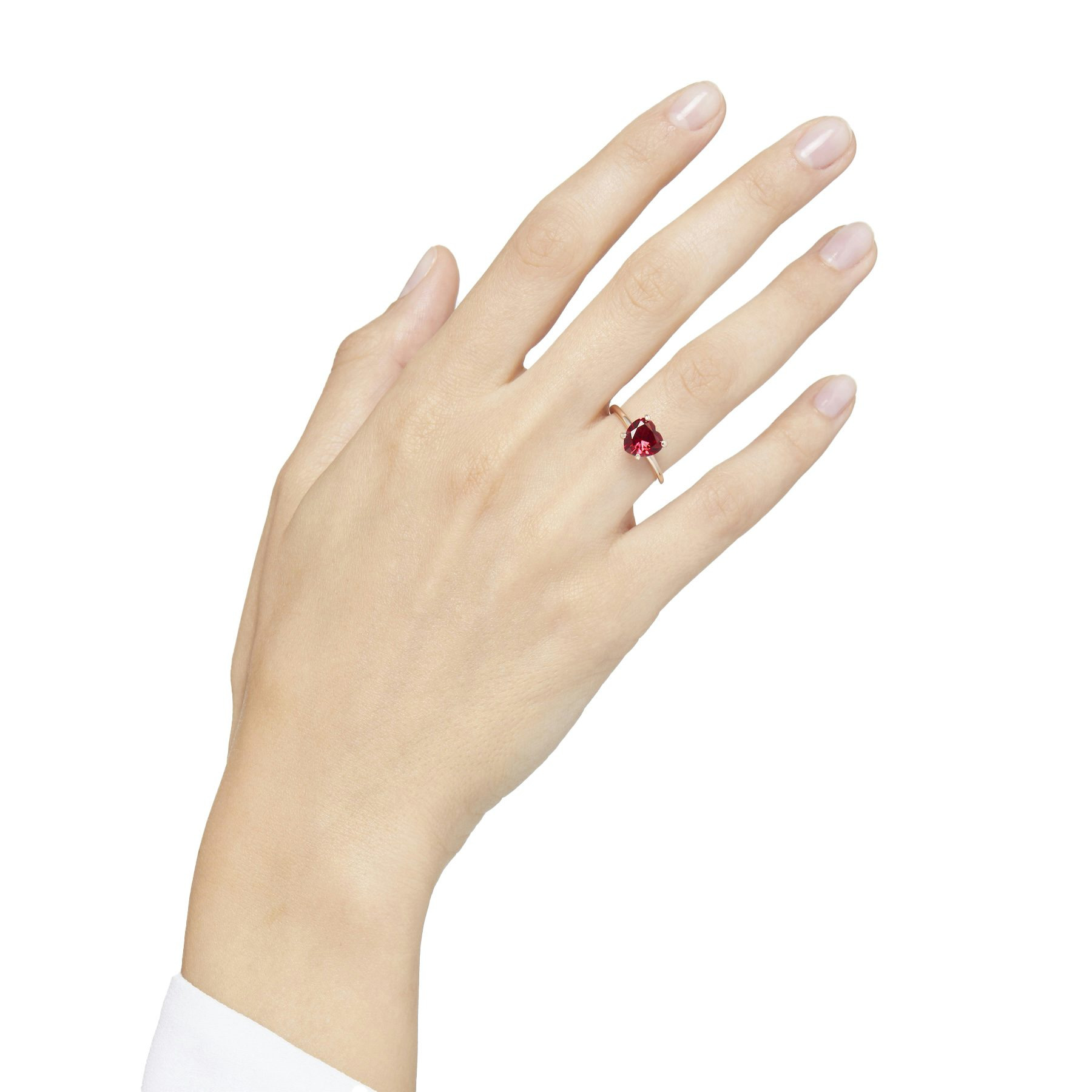 ROSE GOLD & SYNTHETIC RUBY HEART RING - 3