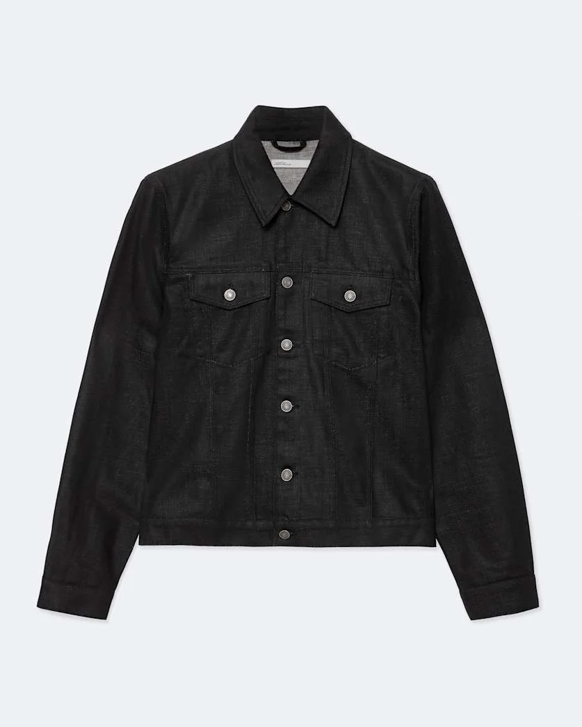 FITTED WAXED DENIM TRUCKER JACKET - 1