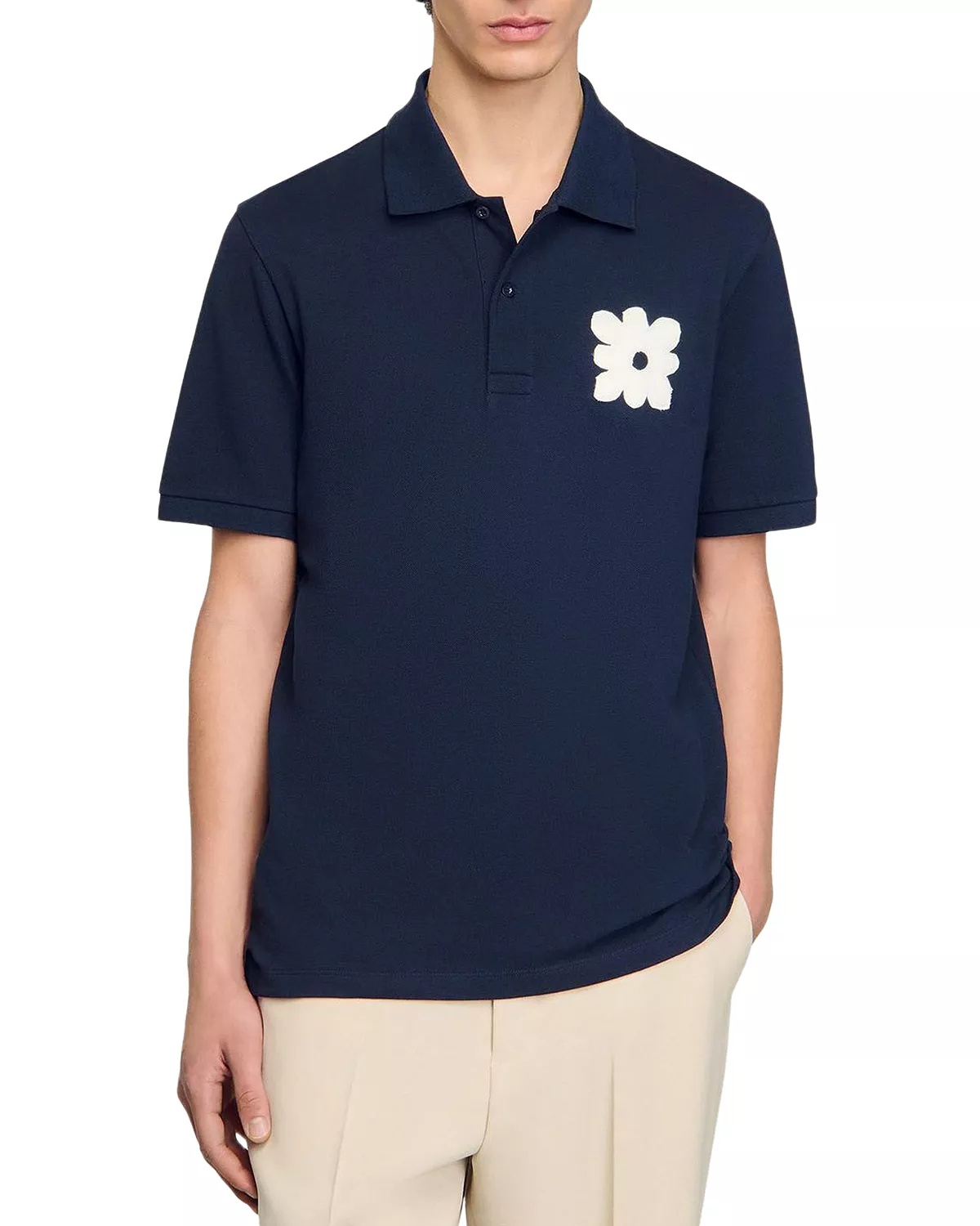 Polo Shirt With Flower Patch - 1
