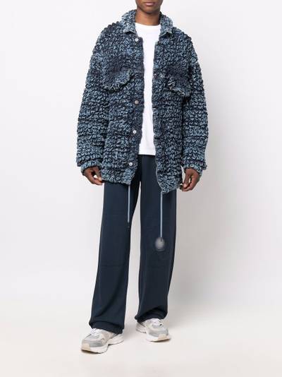 Diesel textured smocked denim jacket outlook