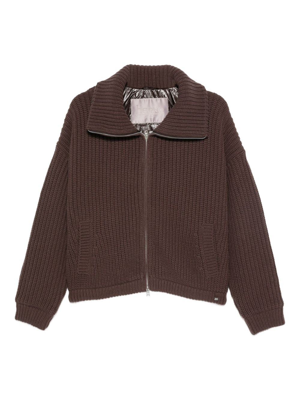 ribbed zip-up cardigan - 1