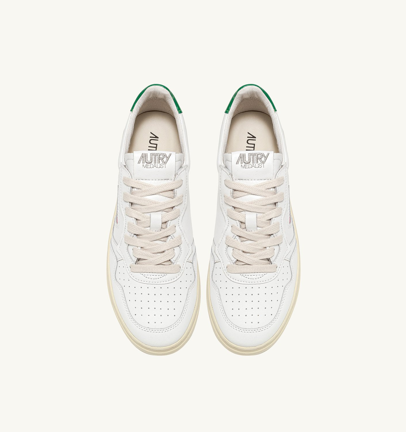 MEDALIST LOW SNEAKERS IN WHITE AND GREEN LEATHER - 5