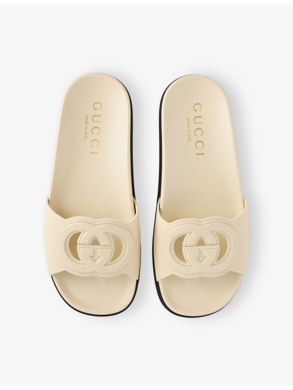 Branded Slip-On Leather Sliders - 2