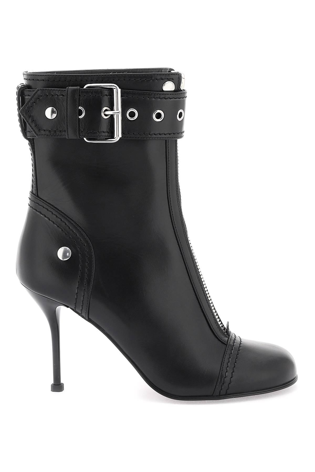 LEATHER ANKLE BOOTS WITH BUCKLE - 1