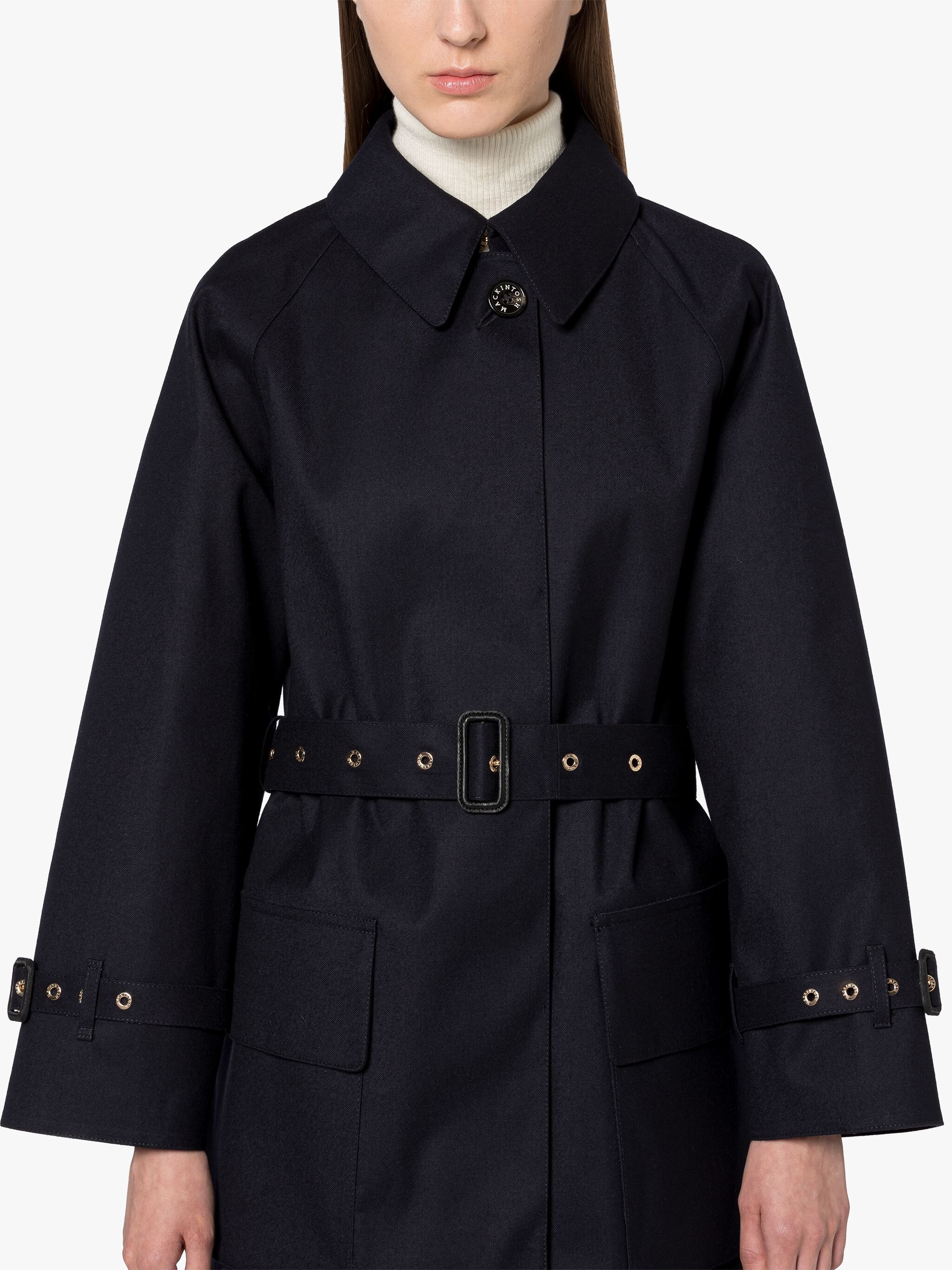 KELVIN NAVY BONDED WOOL TRENCH COAT - 5