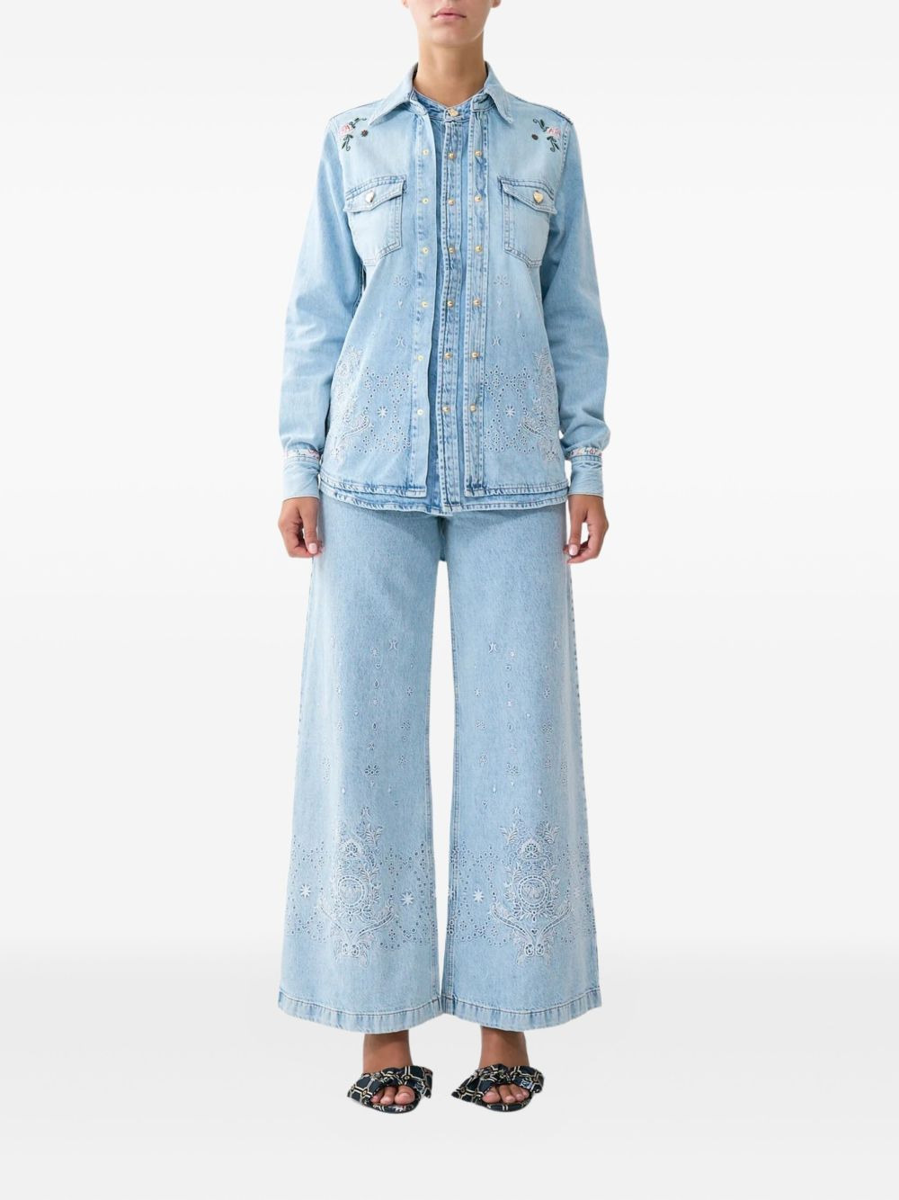 layered embroidered shirt - 2