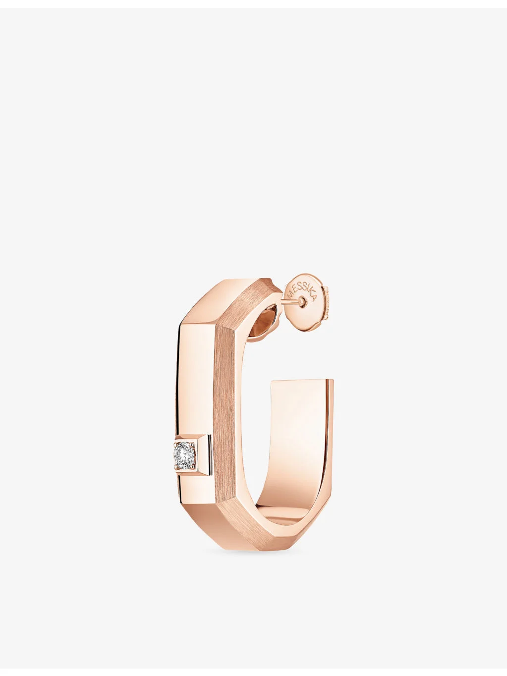 Moderniste Medium 18ct Gold And 0.03ct Diamond Single Hoop Earring - 1