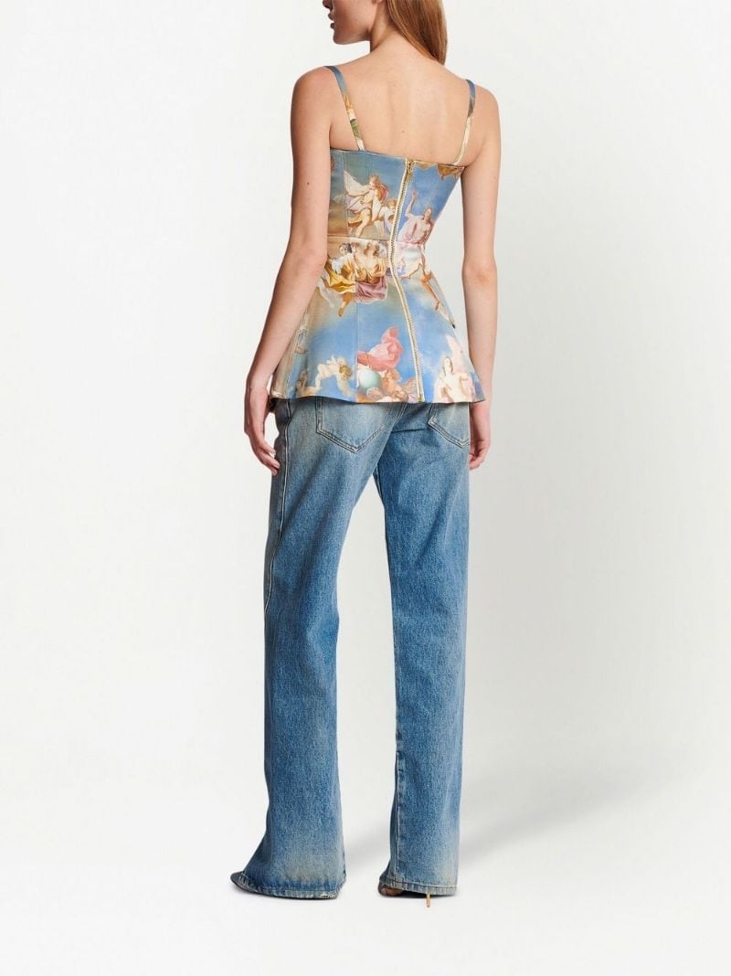 sky-print tailored corset top - 4