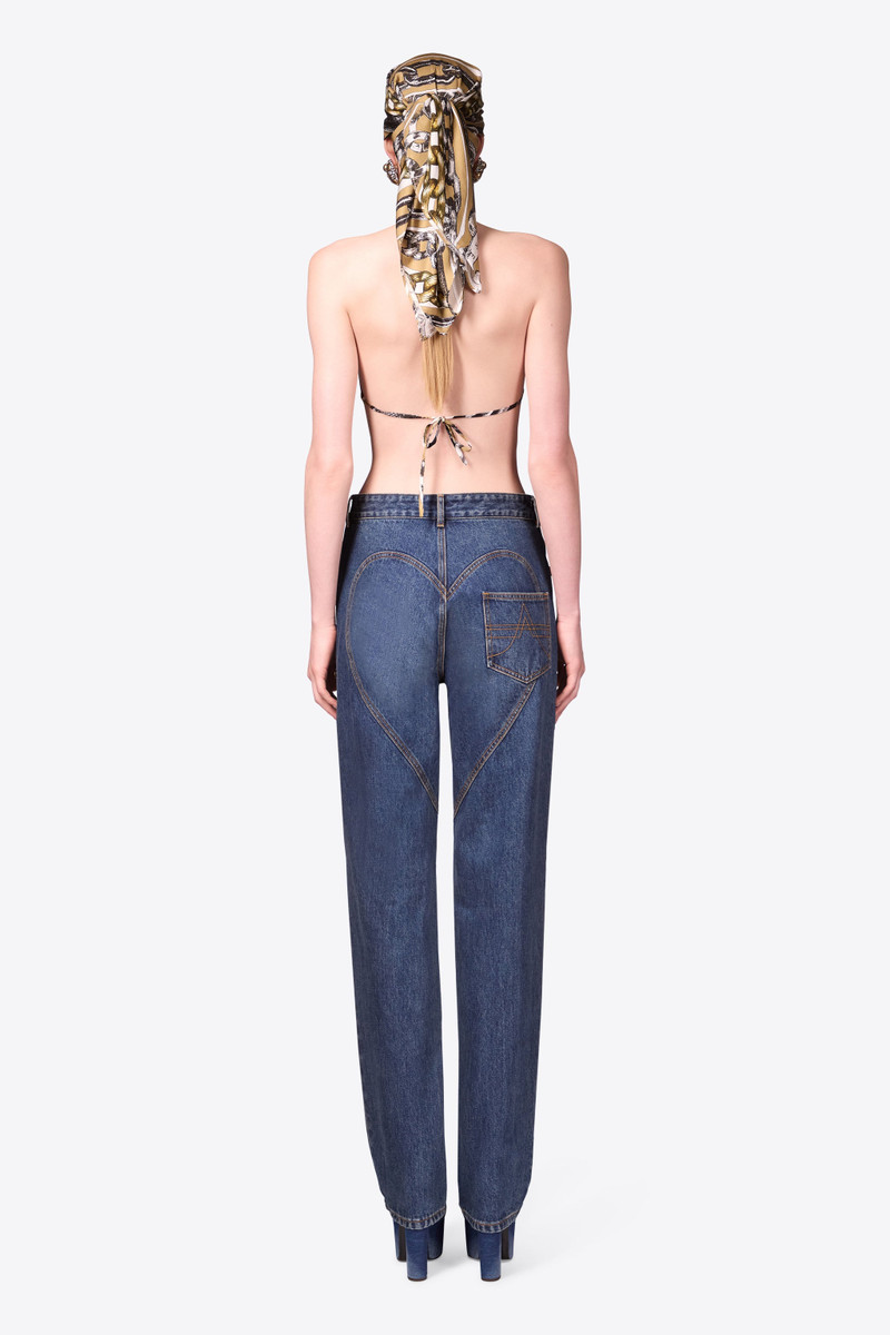 CRYSTAL BUTTON STUDDED SLIT JEAN 6