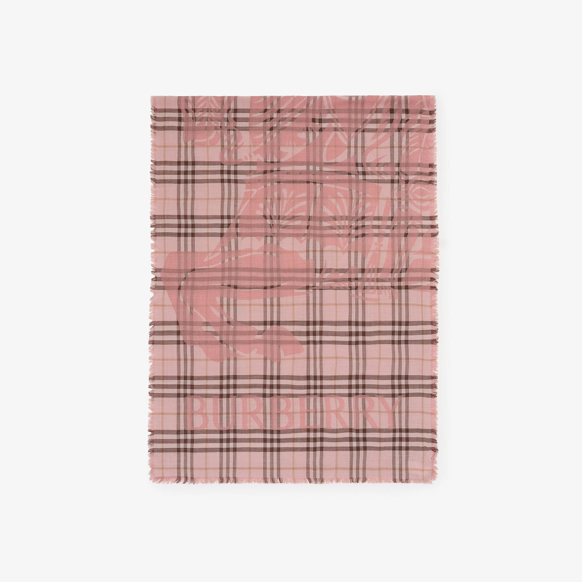 Wide EKD Check Wool Silk Scarf - 1