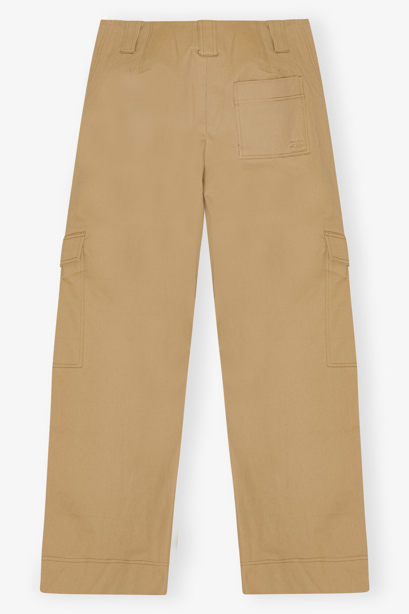 BROWN HERRINGBONE CANVAS MID WAIST PANTS - 5