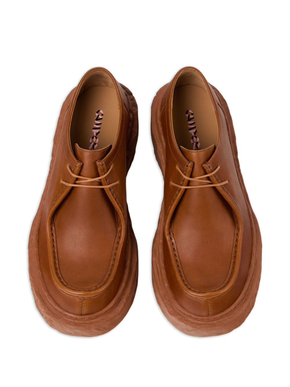 lace-up leather platform shoes - 4