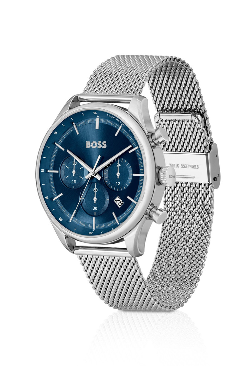 BOSS BLUE-DIAL CHRONOGRAPH WATCH WITH MESH BRACELET outlook