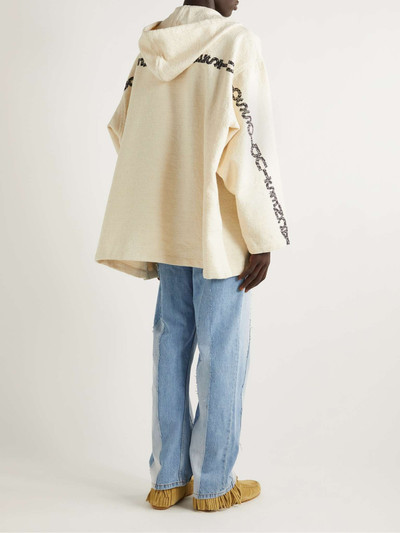 Acne Studios Oversized Logo-Print Textured Cotton-Blend Hoodie outlook