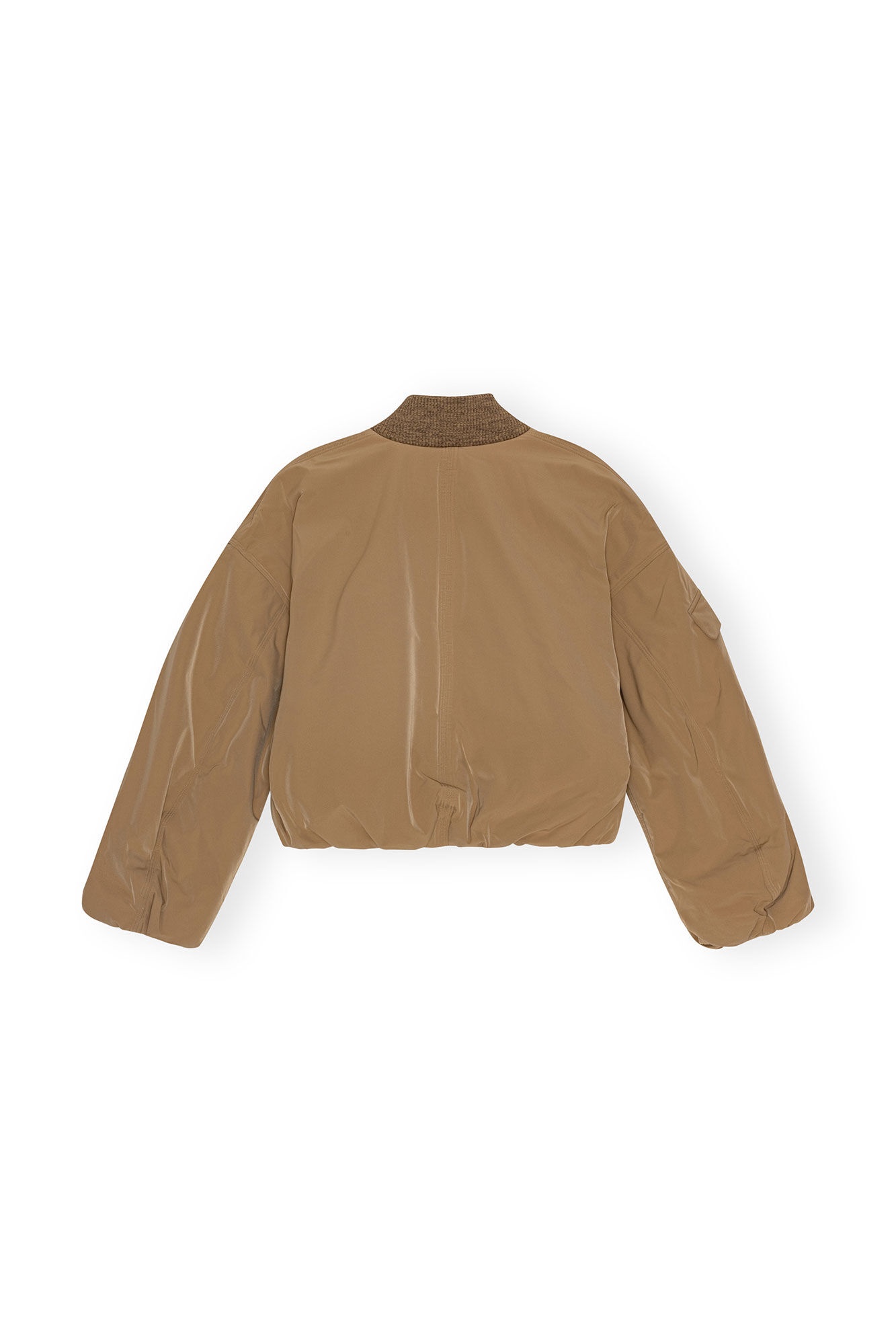 BROWN LIGHT TWILL OVERSIZED SHORT BOMBER JACKET - 10