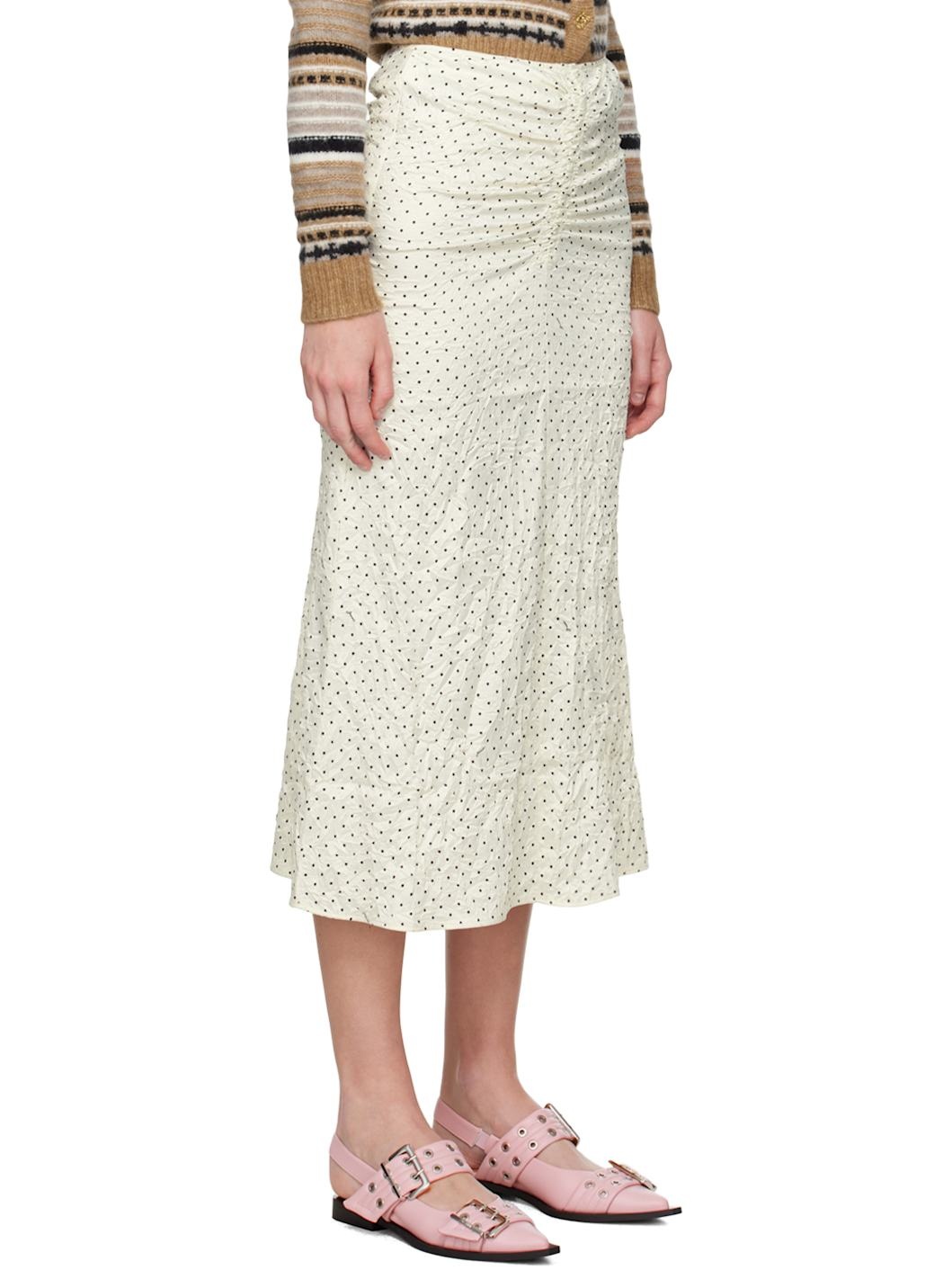 White Polka Dot Midi Skirt - 2