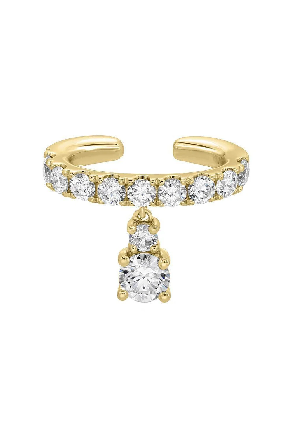 Round Diamond Drop Daphne Ear Cuff - 1