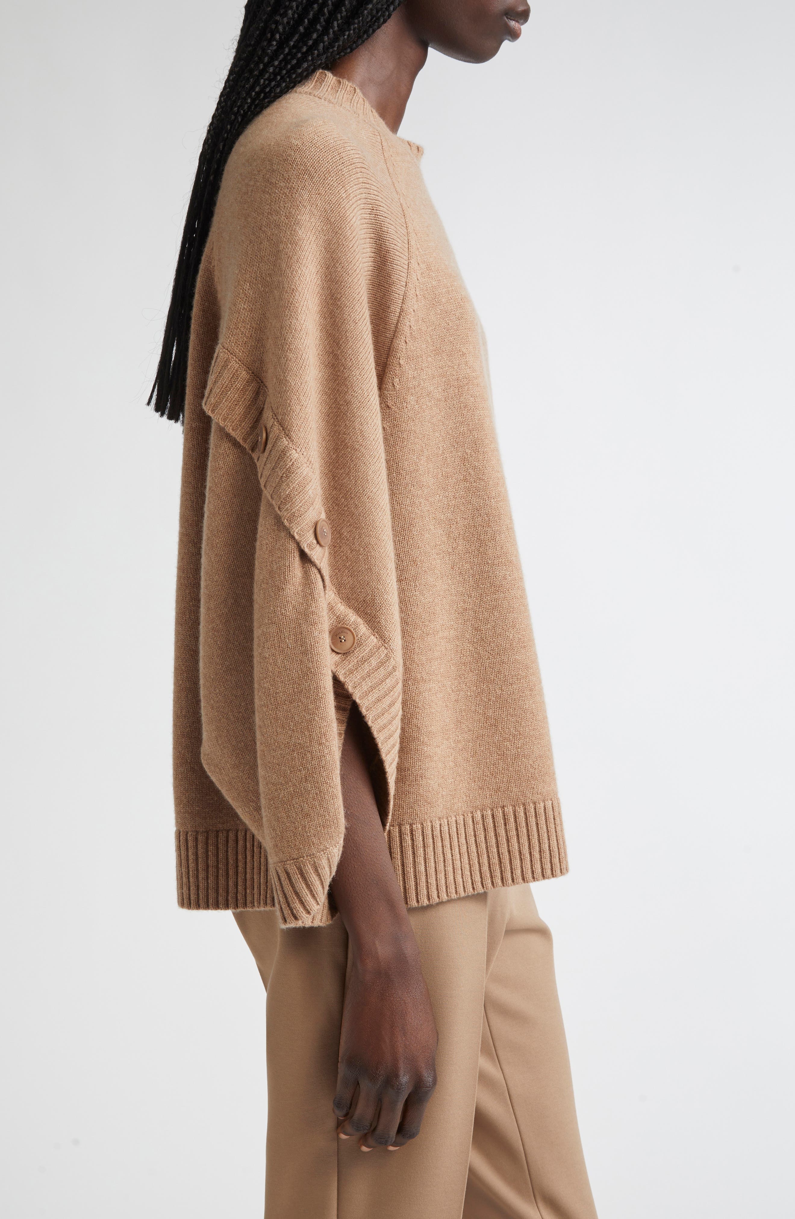 Max Mara Ampex Cape Sleeve Wool & Cashmere Sweater in Hazelnut Brown at Nordstrom - 4