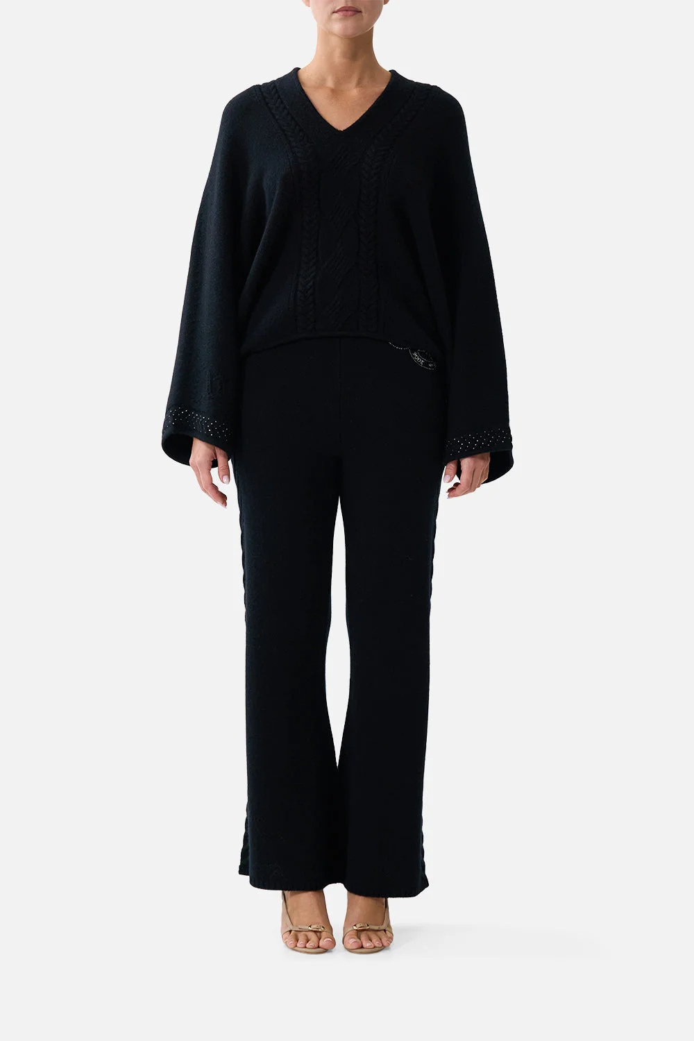 CROPPED KNIT PANT NIGHT GARDEN - 1
