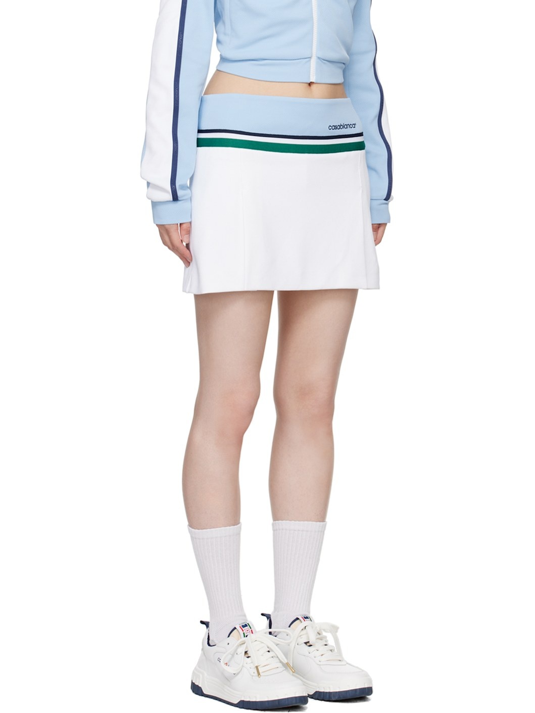 White Contrast Panel Skort - 2