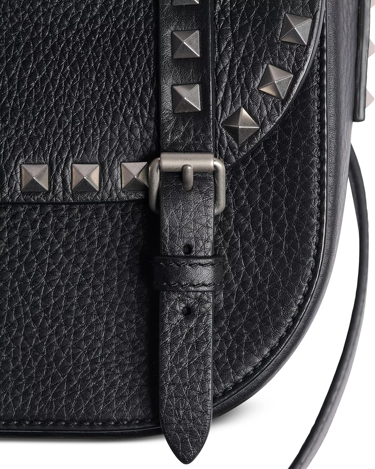 Rockstud Textured Leather Messenger Bag - 7