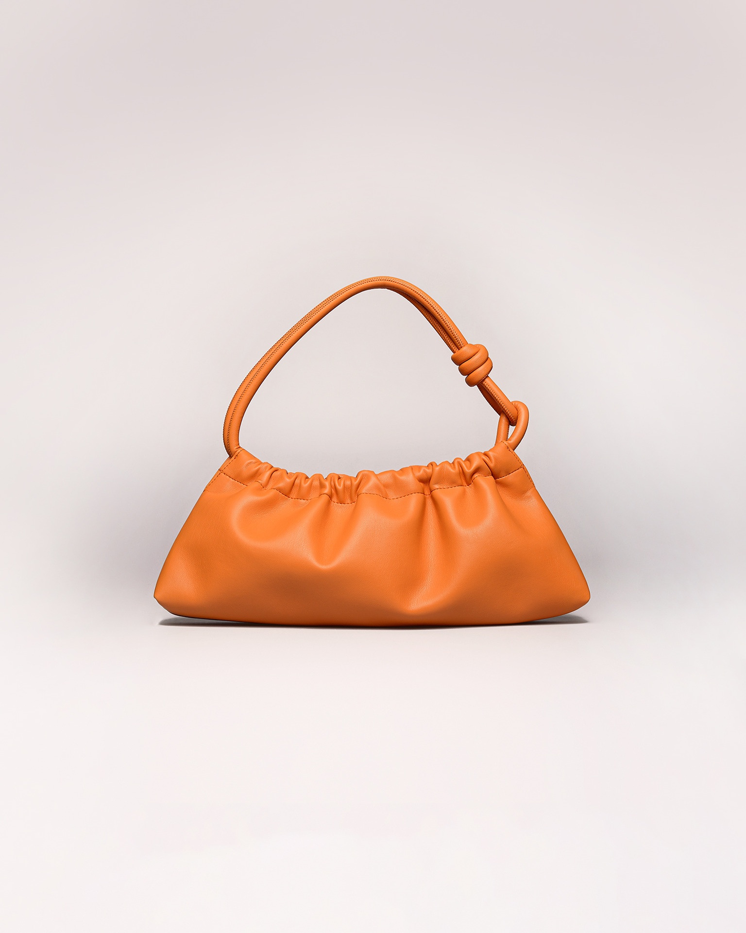 VALERIE - Vegan nappa knotted handle bag - Orange - 1