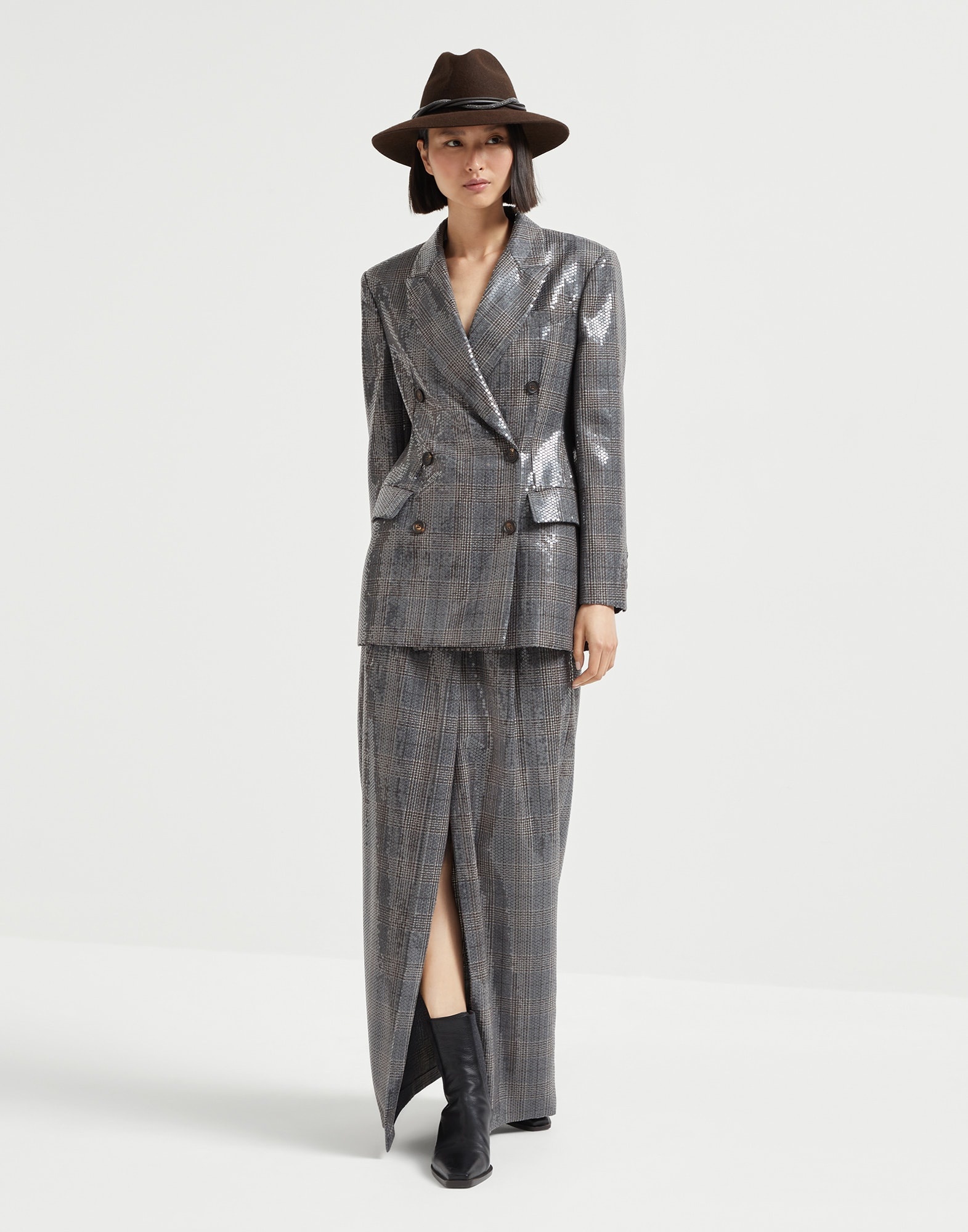 Virgin wool Prince of Wales blazer with dazzling embroidery - 5