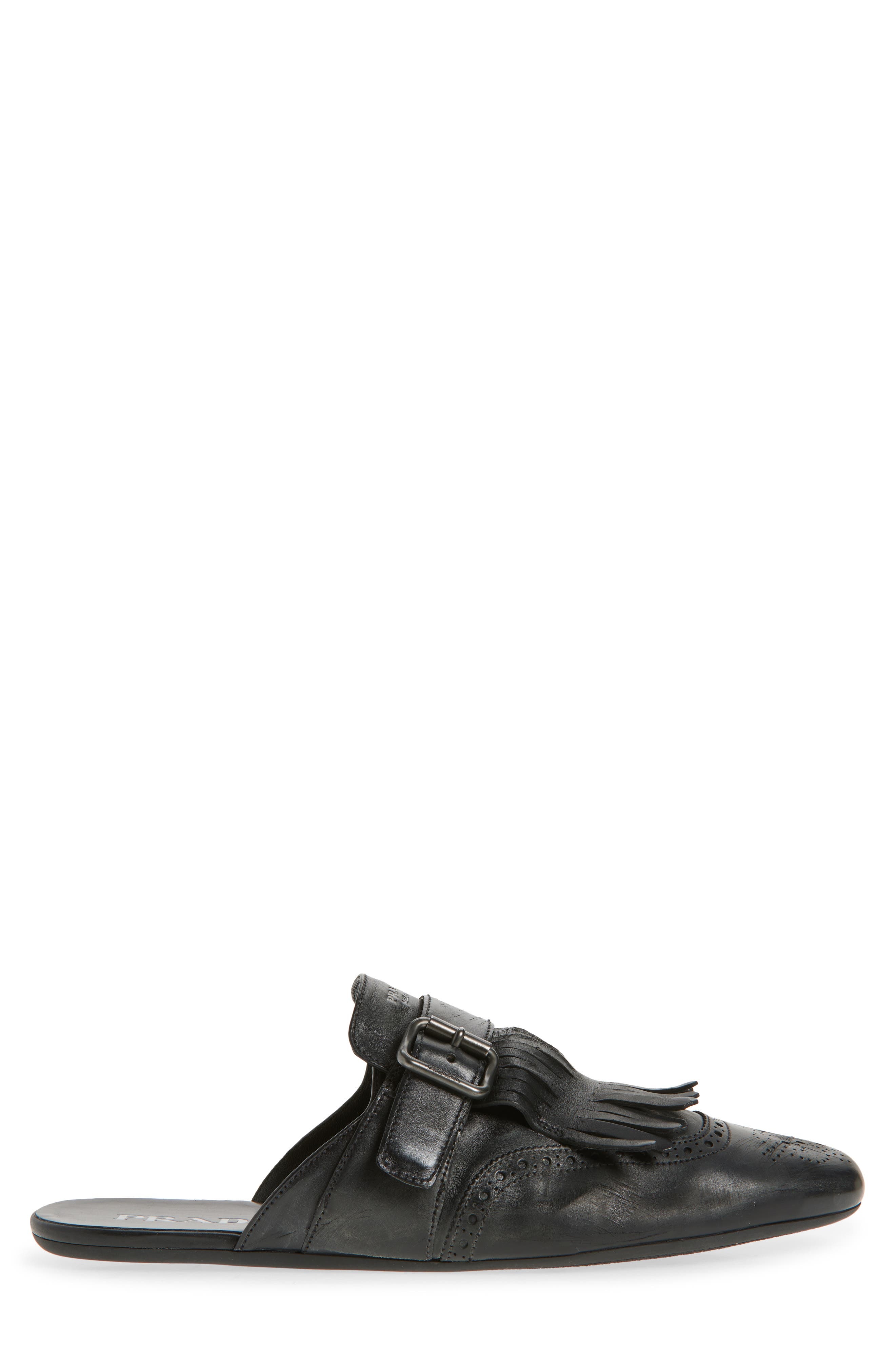 Prada Shuffle Kiltie Loafer Mule in Nero at Nordstrom - 3