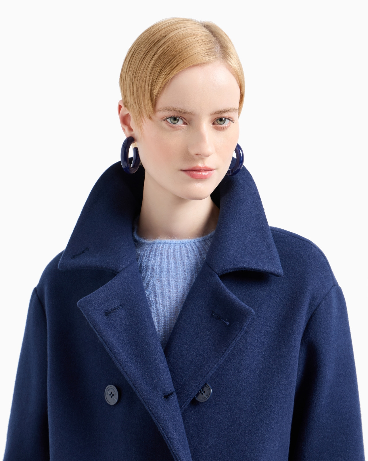 Double-breasted cloth pea coat - 5