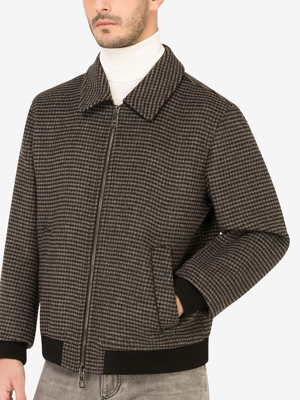 houndstooth wool-blend jacket - 5