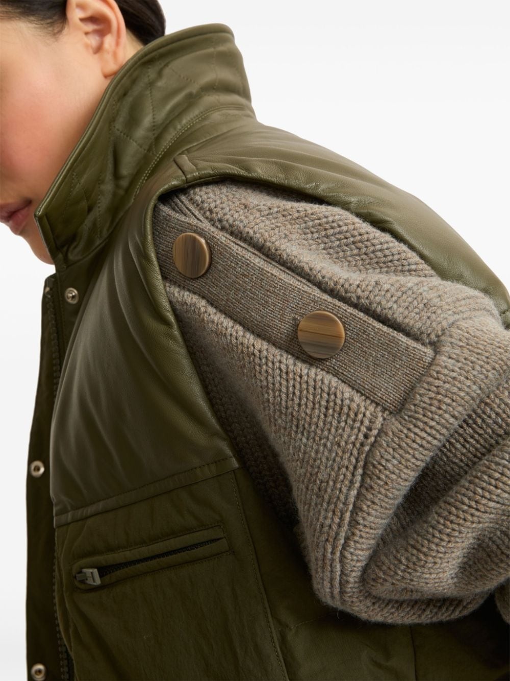 leather-panels down gilet - 5