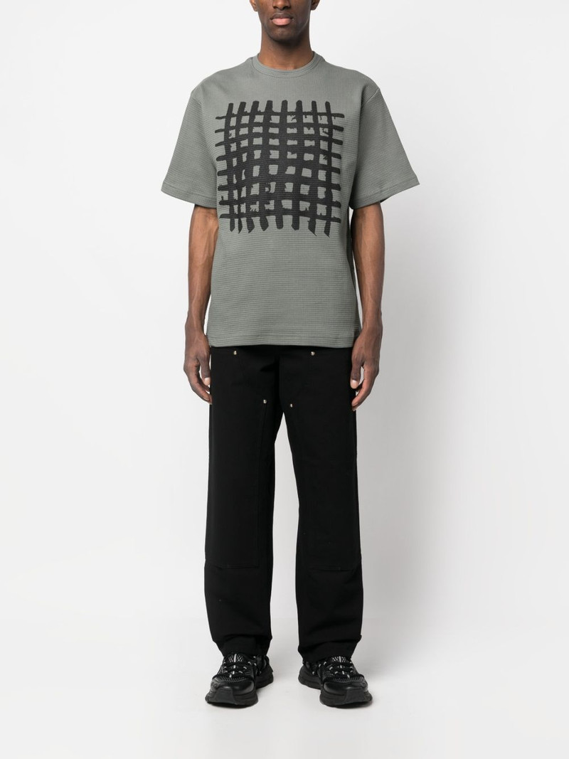 GR10K grid-print cotton T-shirt outlook