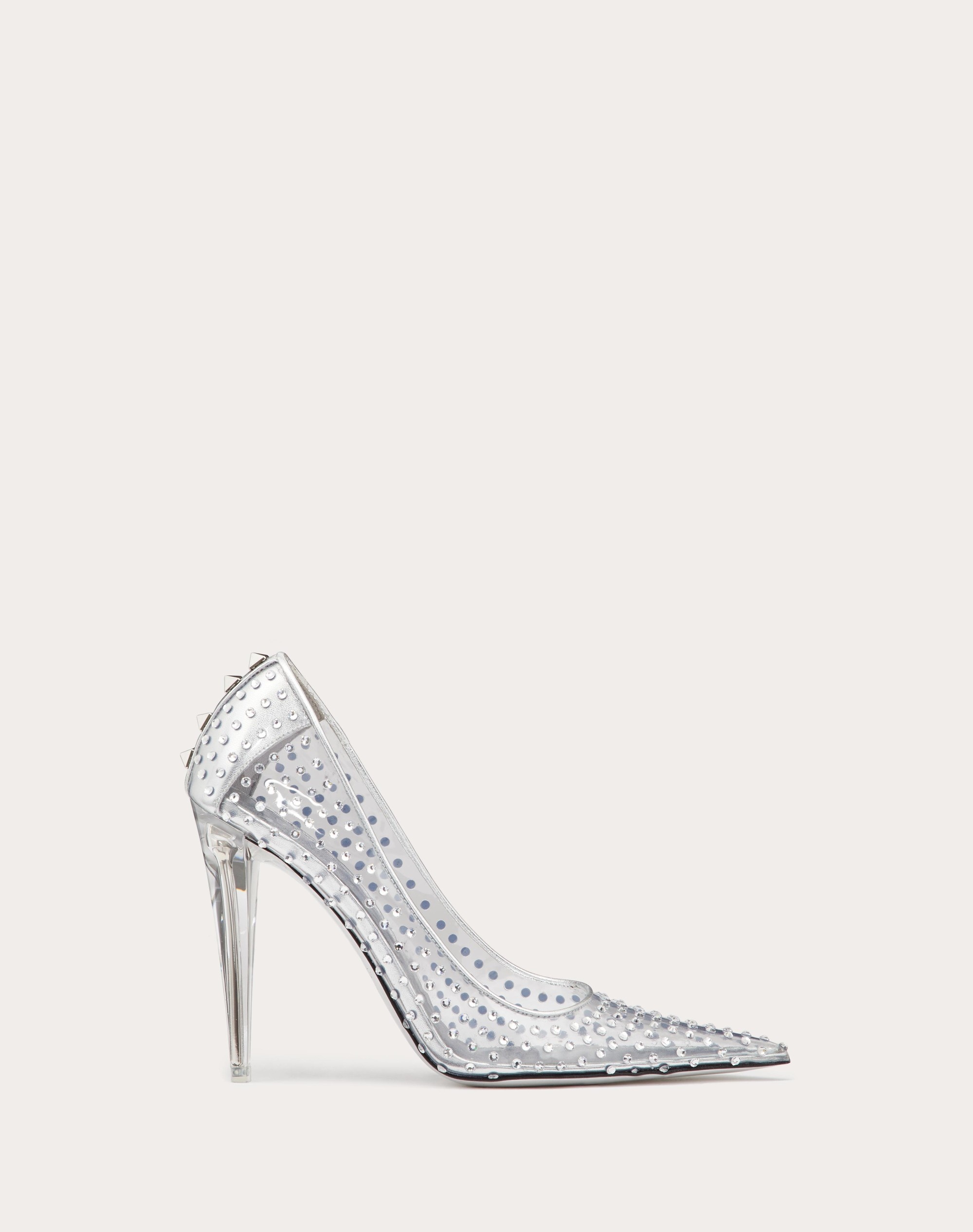 ROCKSTUD PUMP IN POLYMER MATERIAL WITH CRYSTAL APPLIQUÉS AND 110 MM PLEXI HEEL - 1